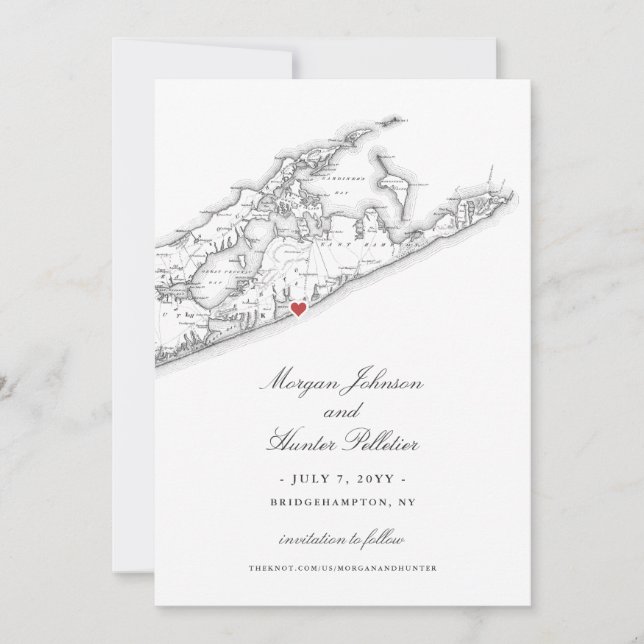 Elegant Bridgehampton Tennis & Surf Club Wedding Save The Date (Front)