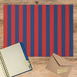 Elegant Bright Blue and Red Striped Pattern Tissue Paper