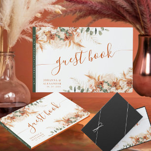 Elegant Bright Boho Terracotta Script Wedding Guest Book
