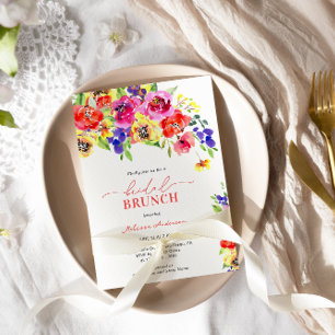 Elegant Bright Colourful Floral Bridal Shower Invitation