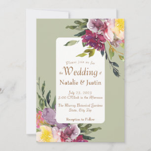 Elegant Bright Colourful Loose Watercolor Floral Invitation