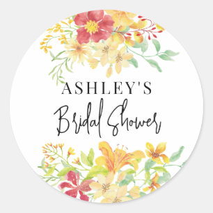 Elegant Bright Floral    Chic Bridal Shower Classic Round Sticker