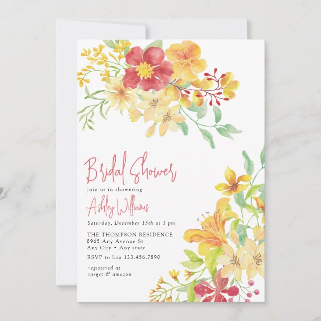 Elegant Bright Floral |  Chic Bridal Shower Invitation (Front)