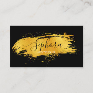 Elegant Bright Gold Metallic Foil Paint Stroke Business Card