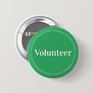 Elegant Bright Green Pin-back Volunteer Buttons