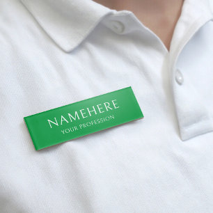 Elegant Bright Green Simple Basic Minimal Modern Name Tag