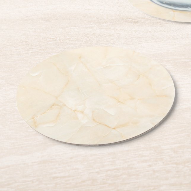 Elegant Bright Marble Design Round Paper Coaster (Angled)