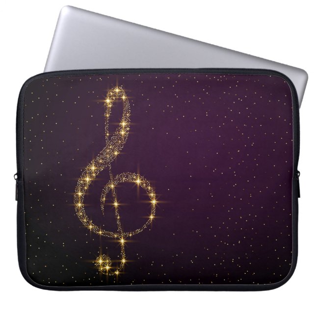 Elegant Bright Music Note Texture Laptop Sleeve (Front)