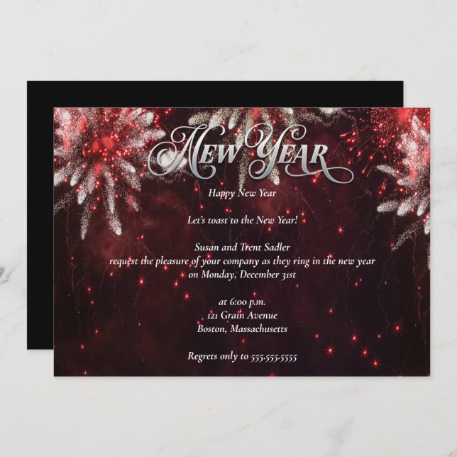 Elegant Bright New Years Eve Party Invitation (Front/Back)