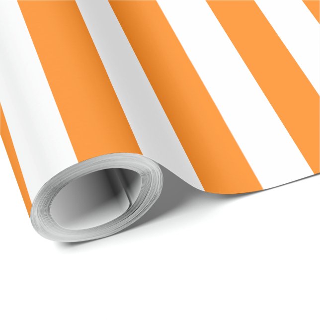 Elegant Bright Orange and White Striped Pattern Wrapping Paper (Roll Corner)