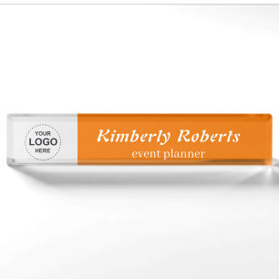 Elegant Bright Orange with Custom Business Logo Nameplate