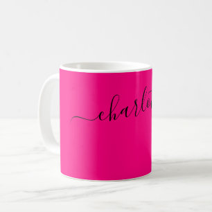 Elegant Bright Pink Colour Modern Name Personalise Coffee Mug