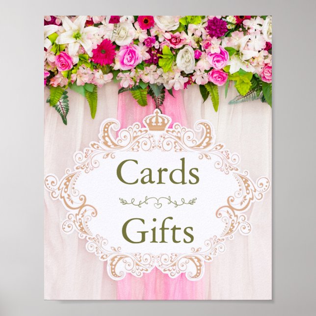 Elegant Bright Pink Floral Cards & Gifts sign (Front)