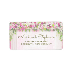 Elegant Bright Pink Floral Wedding address Label
