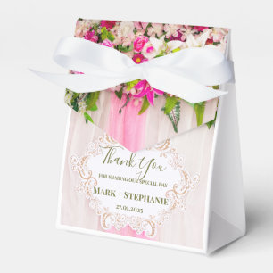 Elegant Bright Pink Floral Wedding Favour Box