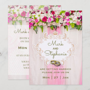 Elegant Bright Pink Floral Wedding Invitation