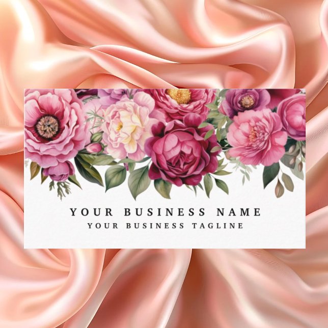 Elegant Bright Pink Flowers Business Cards (Creator Uploaded)