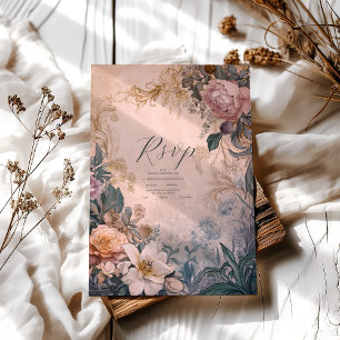 Elegant Bright Pink Watercolor Floral Wedding RSVP Card