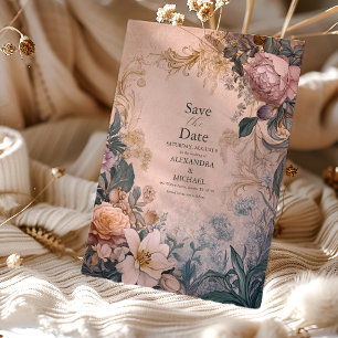 Elegant Bright Pink Watercolor Floral Wedding Save The Date