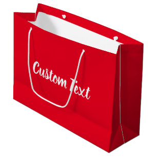Elegant Bright Red and White Script Text Template Large Gift Bag