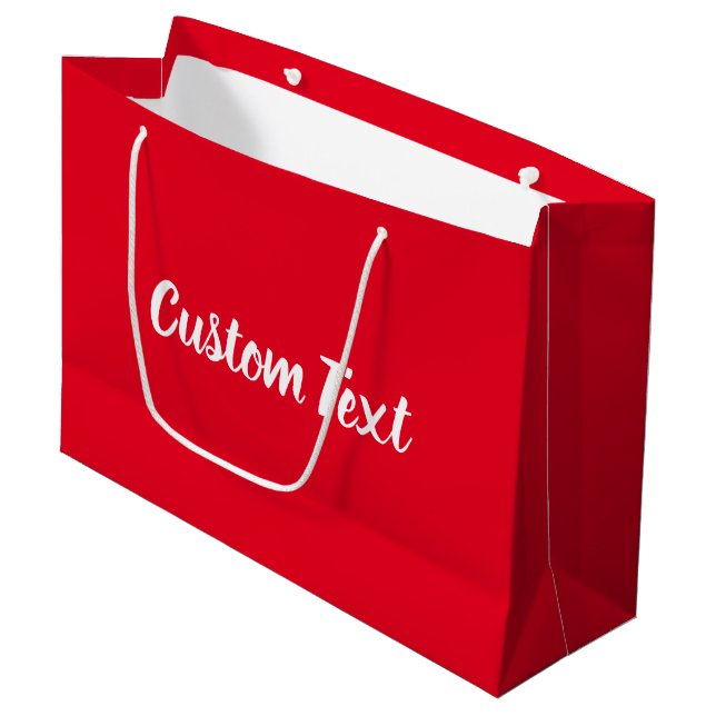Elegant Bright Red and White Script Text Template Large Gift Bag (Front Angled)