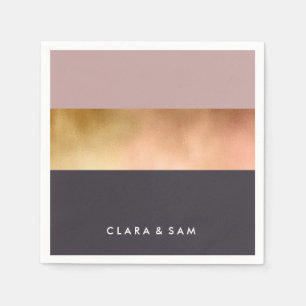 elegant bright rose gold pink grey colour block napkin