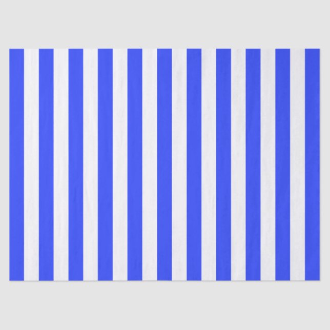 Elegant Bright Royal Blue Striped Pattern Tissue Paper (Front)