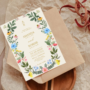 Elegant Bright Wildflower Wedding Invitation