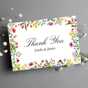 Elegant Bright Wildflower Wedding Thank You Card