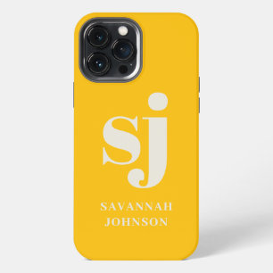 Elegant Bright Yellow monogram initials iPhone 13 Pro Max Case