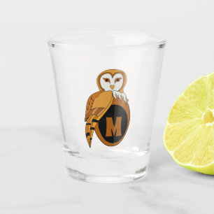 Elegant British Barn Owl Monogram Shot Glass