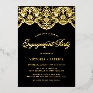 Elegant Brocade Lace Black Photo Engagement Party