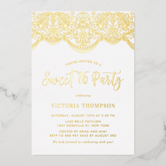 Elegant Brocade Lace Sweet 16 Party (Front)