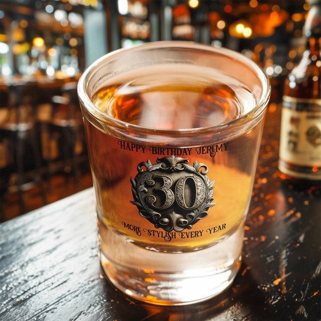 Elegant Bronze 30th Birthday Shot Glass (Creator Uploaded)