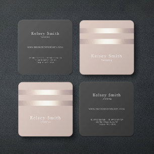 Elegant Bronze And Faux Gold Foil Stripe Square Business Card