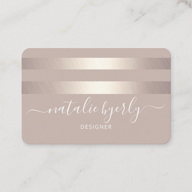 Elegant Bronze And Script Font Business Card (Front)
