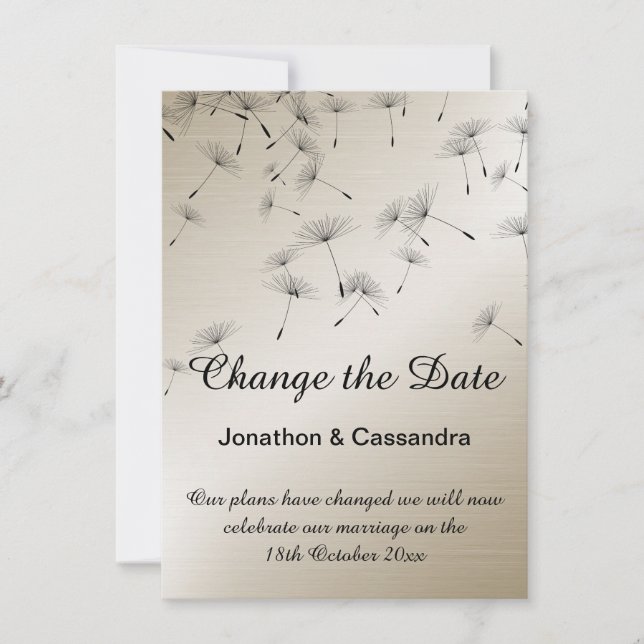 ELEGANT BRONZE & BLACK DANDELION CHANGE THE DATE 2 (Front)