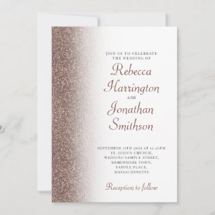 Elegant Bronze Glitter Script Wedding Invitation