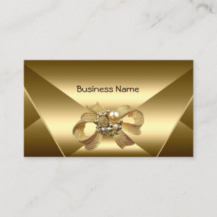 Elegant Bronze Gold Bow Jewel Business Card