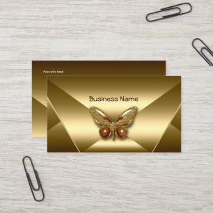 Elegant Bronze Gold Butterfly Jewel Business Card