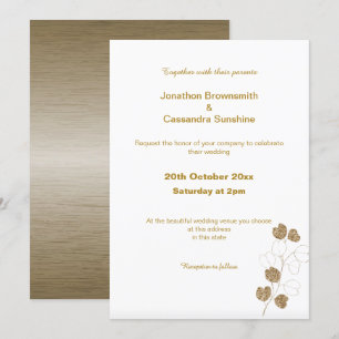 ELEGANT BRONZE GOLD EUCALYPTUS WEDDING  INVITATION