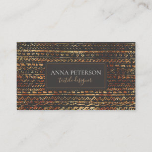 Elegant Bronze Gold Tribal Ethnic Pattern Business Card