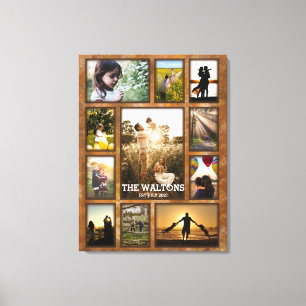 Elegant Bronze Like Frame Family Photo Collage Canvas Print