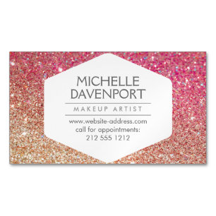 Elegant Bronze/Pink Glitter Magnetic Business Card
