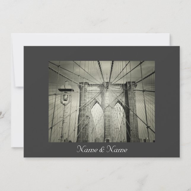 Elegant Brooklyn Bridge NYC Wedding Invite (Front)