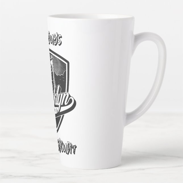 Elegant Brooklyn Swoosh Logo Design Latte Mug (Right)