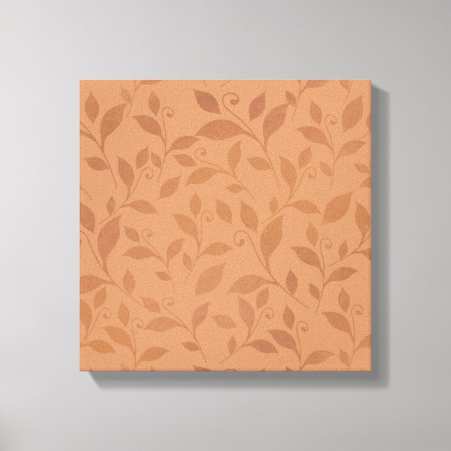 Elegant Brown Abstract Autumn Leaves Pattern Canvas Print (Front)