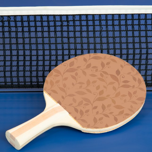 Elegant Brown Abstract Autumn Leaves Pattern Ping Pong Paddle (Insitu)