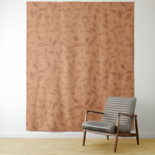 Elegant Brown Abstract Autumn Leaves Pattern Tapestry