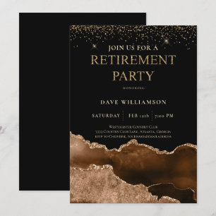 Elegant Brown Agate Gemstone Retirement Party  Inv Invitation